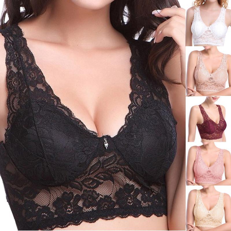 

Bustiers & Corsets Plus Size Bra Ultrathin Lace Bralette For Push Up Woman Brassiere Adjustable Full Cup Bras Underwear Girls C D BrasBustie, Beige