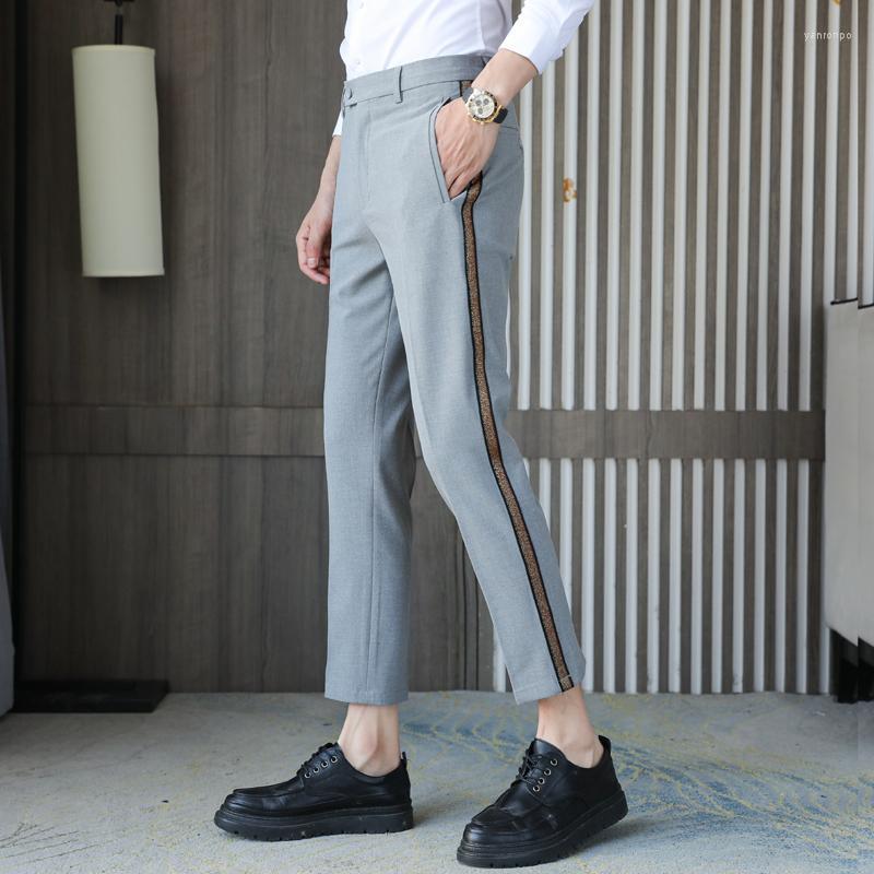 

Men's Suits Men's & Blazers Spring Summer Men's Casual Pants Men Thin Pant Slim Fit Work Elastic Waist Jogging Trousers Male Black