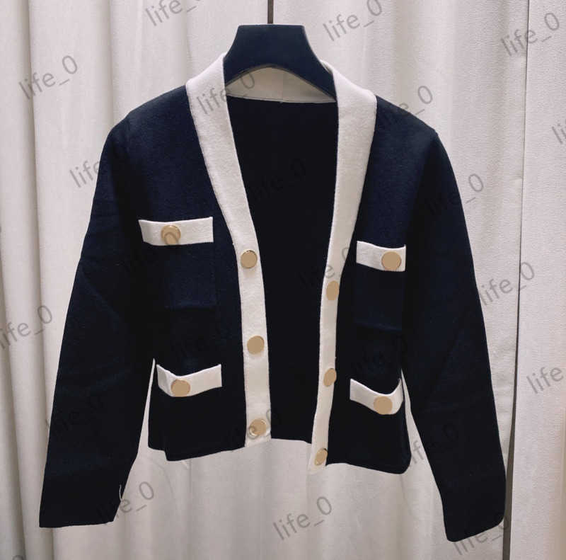 

Designer Cardigan Womens Sweater Jumper Fashion Black Rimmed Pockets Tops Metal Button V Neck Knitwear Cardigans Women Sweaters 4 Colors 1970, 11