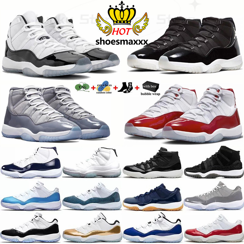 

Jumpman 11s Men Women Basketball Shoes Jubilee 25th Anniversary Cool Grey Concord Bred Cherry Win like 82 96 Cap and Gown Metallic Silver sports Trainers Sneakers