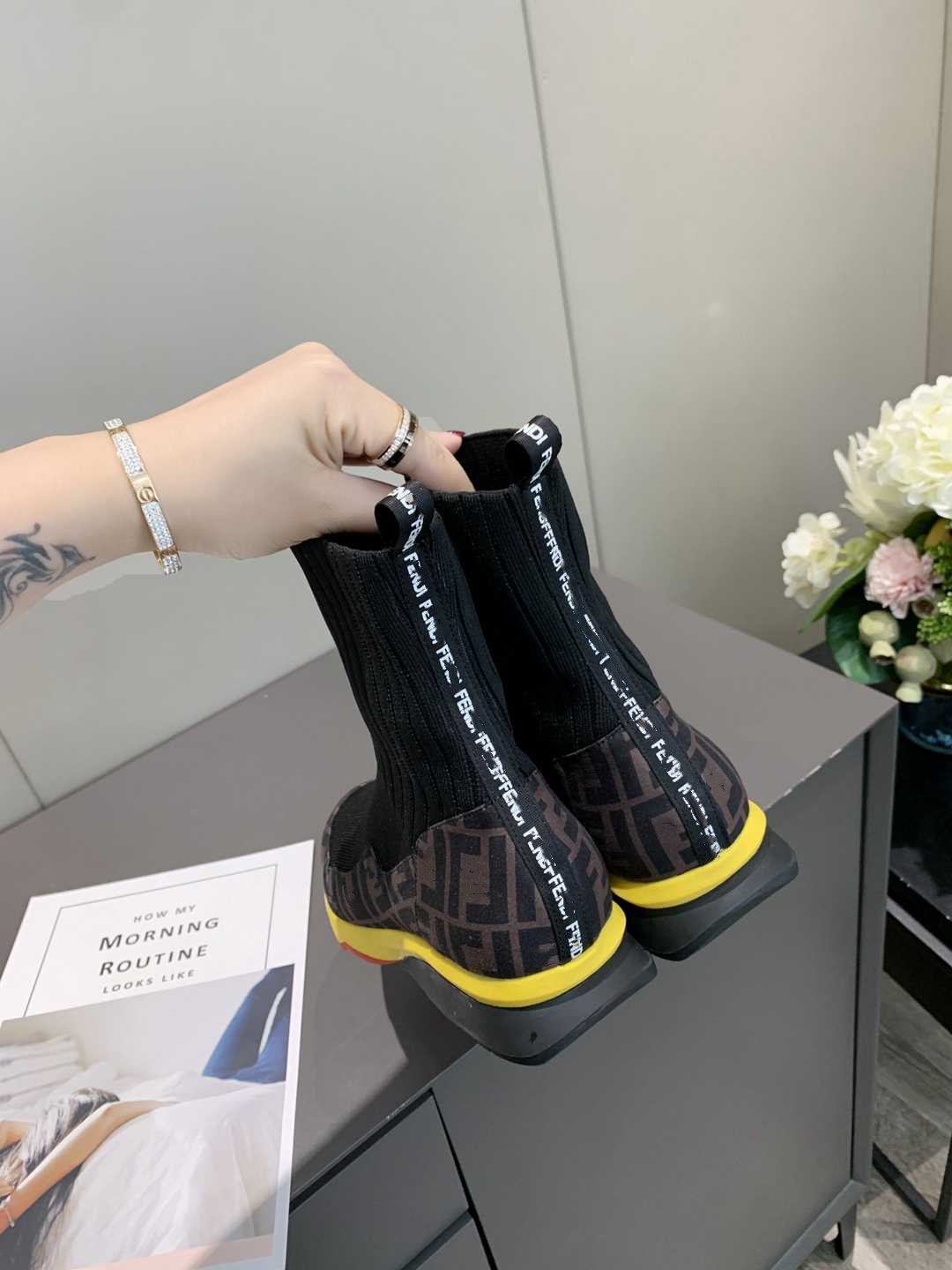 

Women ankle Boots knitted Stretch Martin Black Leather Knight Woman Short Boot Casual Shoes Luxury designer sock boots, #1