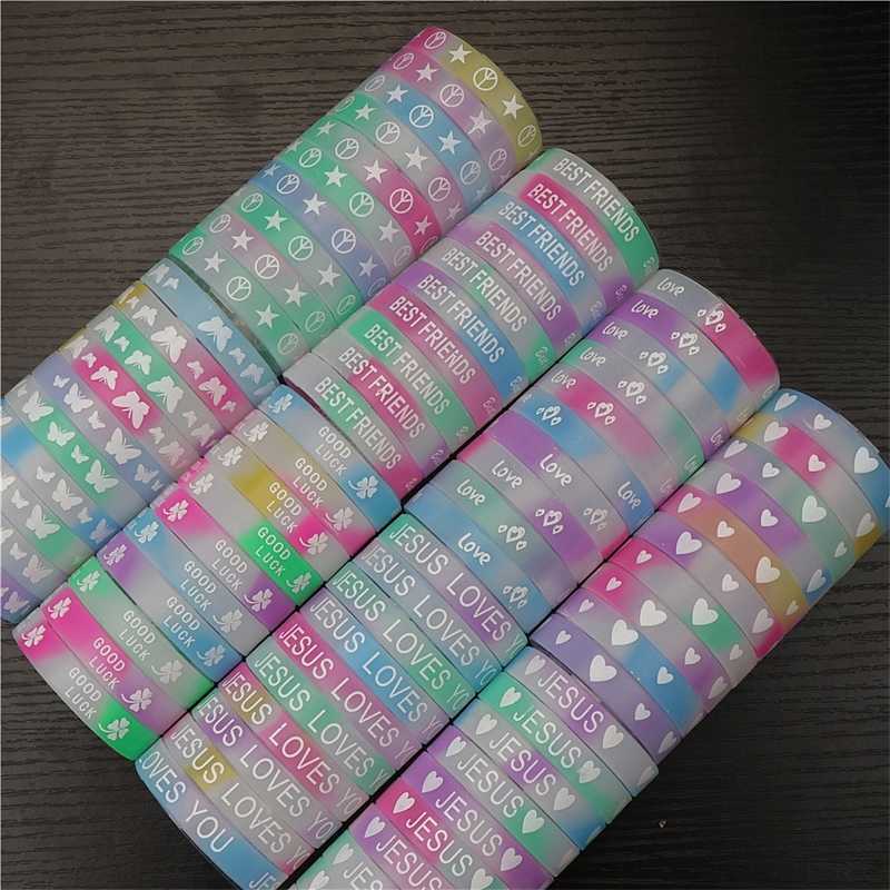 

Glow in the dark silicone bracelet men and women mixed style bracelet fashion jewelry party gifts and