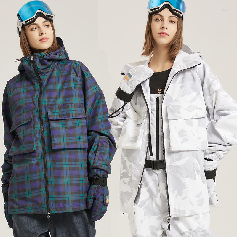 

Skiing Jackets Winter Ski Jacket Women Men Outdoor Snowboard Suit Tops Thickened Warm Windproof Waterproof Hooded Coat, Male - white