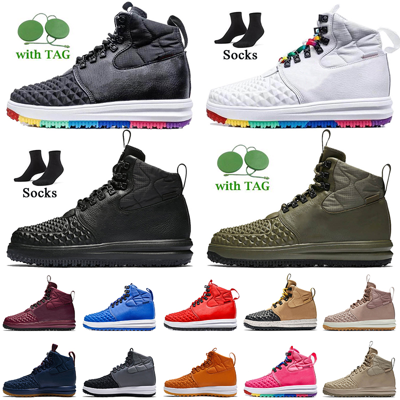 

2022 Women Mens Lunar 1 Duckboot Running Shoes Fashion Duck Boot Designer Sneakers Triple Black White Multi-Color Medium Olive Gum Particle Pink Cool Grey Trainers, B22 black and tan 40-47