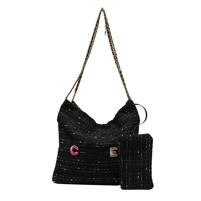 

2 set Designer Tote Handbag for Women Fashion Hand Bag Ladies Tote Handbags Female Purse C7382, Black