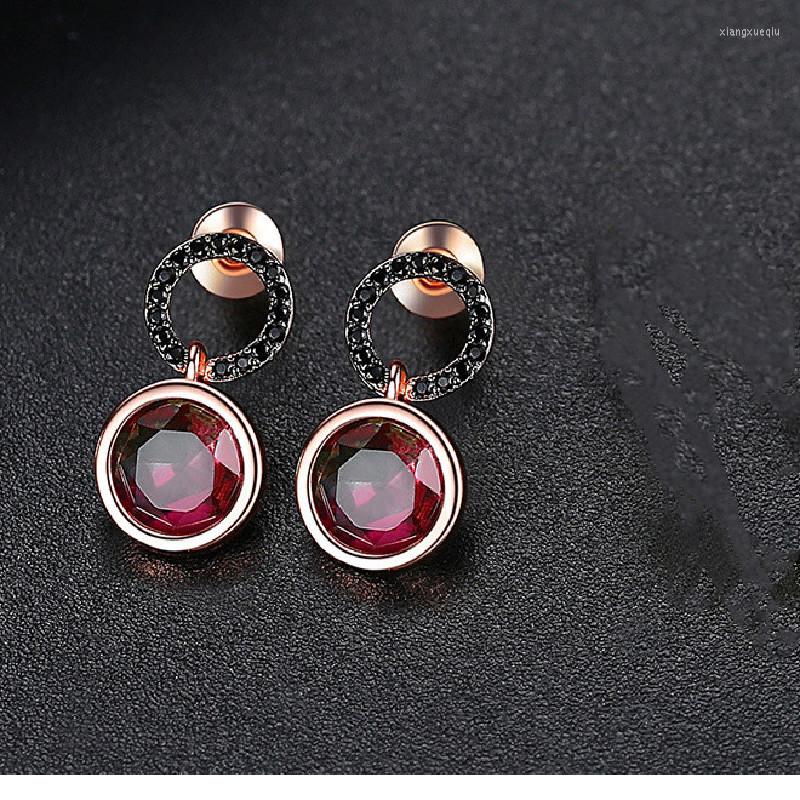 

Dangle Earrings Tourmaline Colored Diamonds Zircon Round Fresh Temperament Super Fairy All-match Women