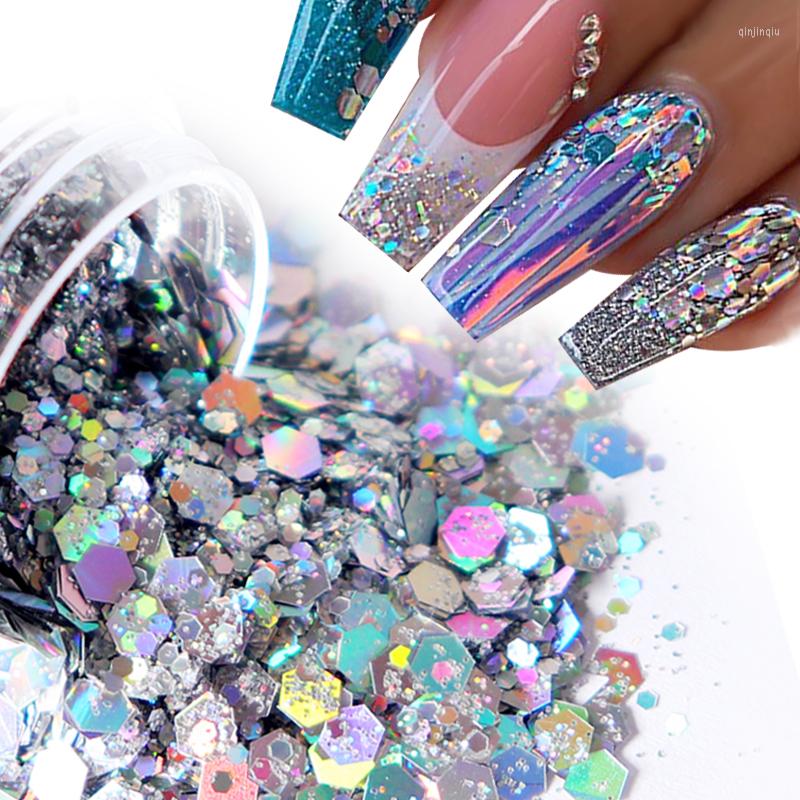 

Nail Glitter 10g/50g Holographic Mix Laser Hexagon Shape Flakes Sparkly 3D Art Sequins Polish Decorations For DIY