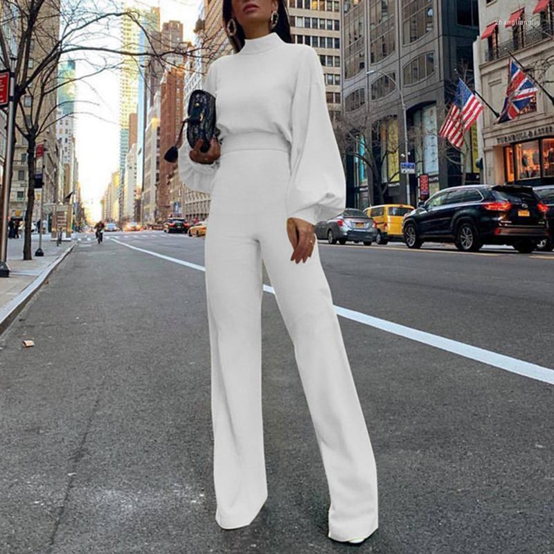 

Gym Clothing Elegant Long Sleeve Wide Leg Patns Jumpsuit For Women 2022 Solid Color Rompers Womens Autumn Overalls, Black