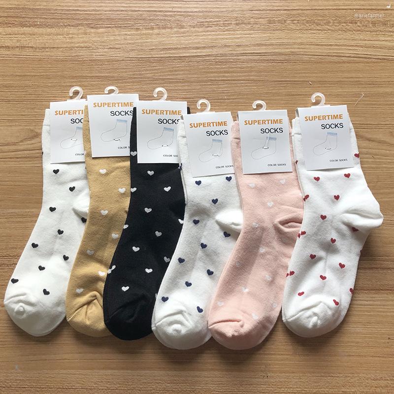 

Women Socks Cotton Ankle Spring Trendy Mid-Tube College Small Love Heart Casual Cute