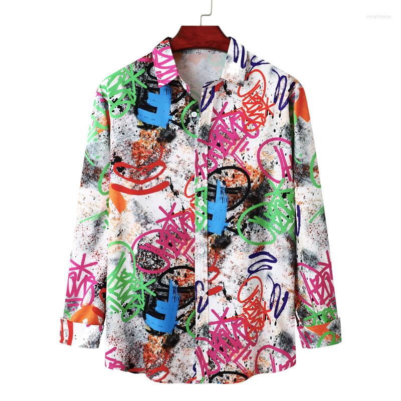 

Men' Casual Shirts Men' Art Graffiti Long Sleeve Shirt, Sky blue