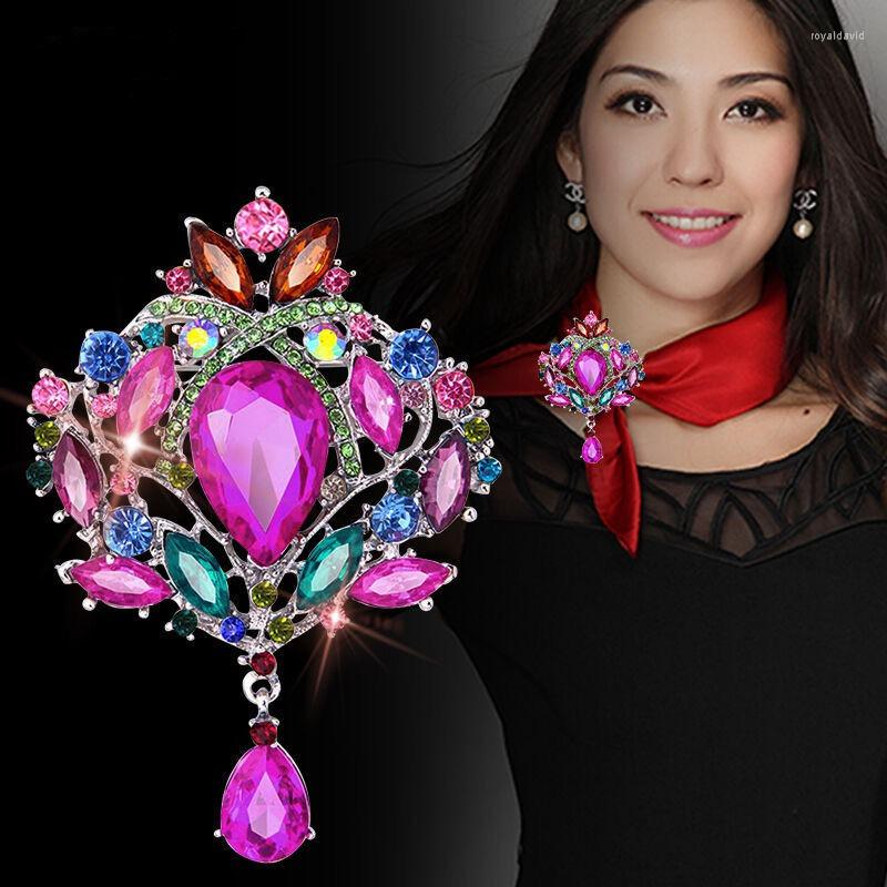 

Brooches High Quality Elegant Lady Pins Assorted Colors Shinning Large Crystal Vintage Teardrop Brooch For Women Wedding Bouquets