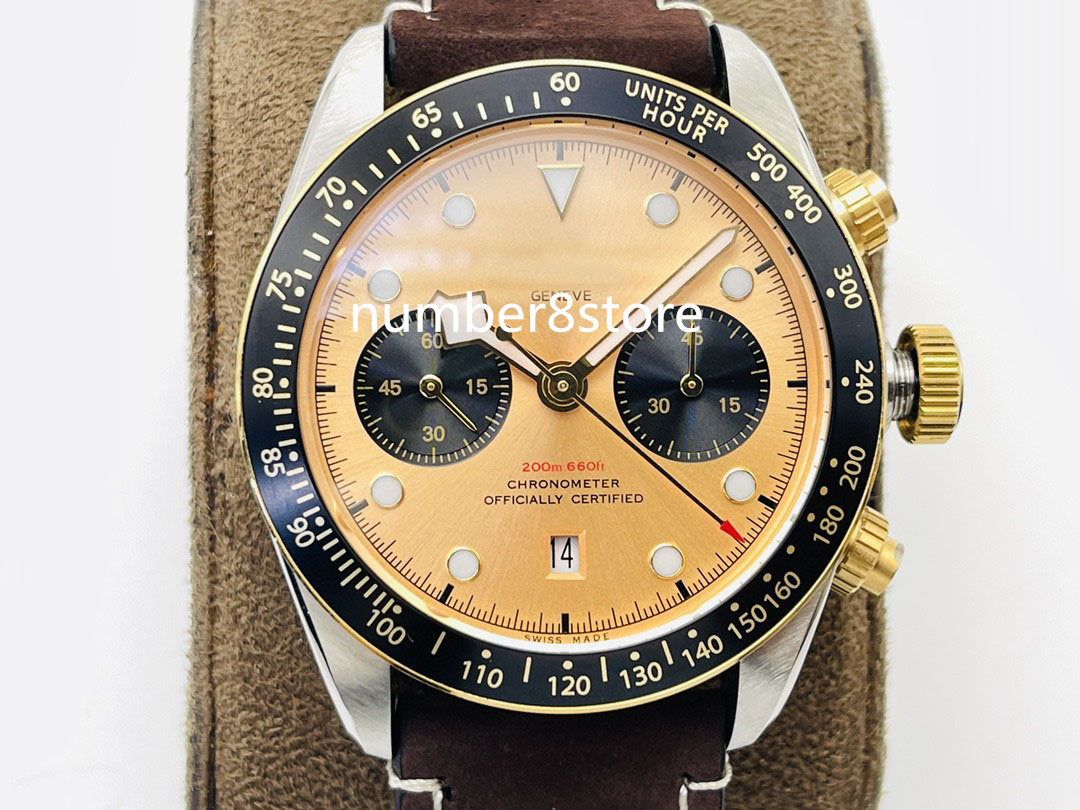 

Black Bay Chrono Mens Watch TWS Facotry Stainless Steel & Yellow Gold Swiss ETA7750 Automatic Movment Sapphire Crystal Luxury Wristwatch Luminous Water Resistance