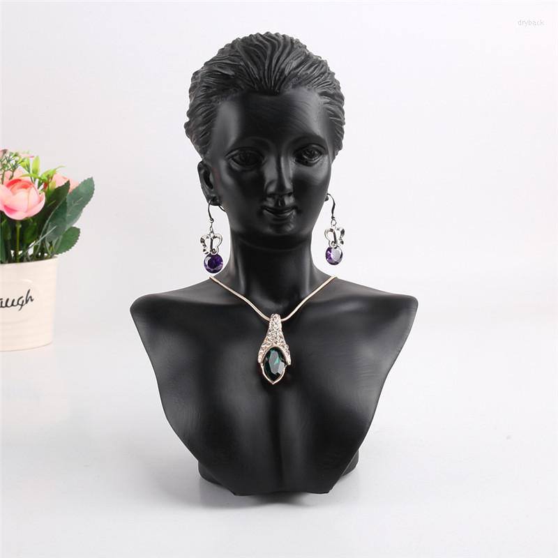 

Jewelry Pouches Mannequin Bust Necklace Pendant Earring Display Stand Holder Show Decorate Shelf