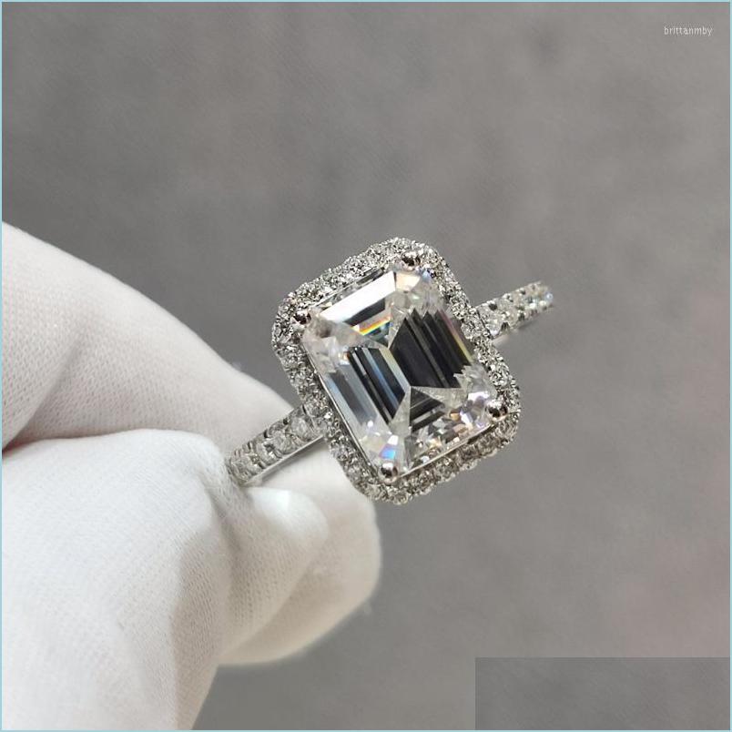 

Cluster Rings Cluster Rings Genuine 925 Sterling Sier Original Diamond Test Past 12 Brilliant Cut D Color Emerald Moissanite Ring Ge Dhknm