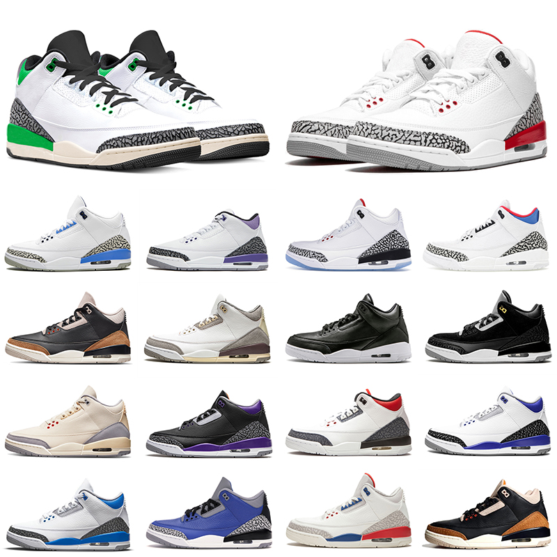 

3s Jumpman 3 Outdoor Shoes Mens Womens Sneaker Lucky Green Black Rust Pink Desert Elephant Fire Red Georgetown Men Women Basketball Shoes, Cement white