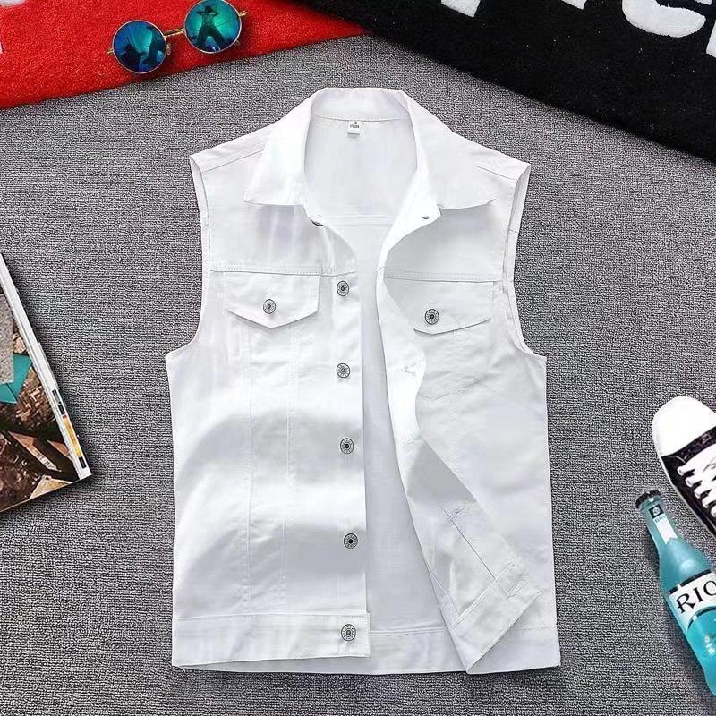 

Men's Vests Summer Outdoor Casual Breathable Vest Sleeveless Jacket With Pockets Jean Waistcoat For Male