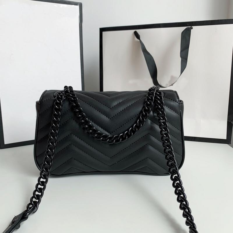 

22s Marmont WOMEN luxurys designers bags 446744 real leather Handbags chain Cosmetic messenger Shopping shoulder bag Totes lady wallet purse BOX, Black