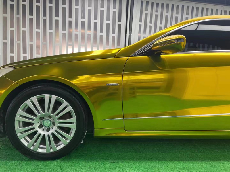 

Stretchable Chrome Mirror Gold Vinyl Wrap Film Adhesive Decal Sticker Golden Chrome Car Wrapping Foil Roll PET Liner