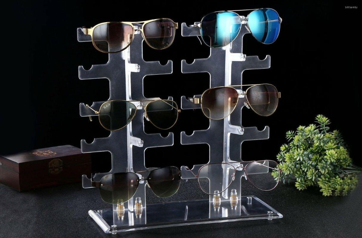 

Jewelry Pouches 1 Set Two-row Glasses Holder Display 10-pair Eyeglasses Sunglasses Stand Counter Show Rack For Personal Use