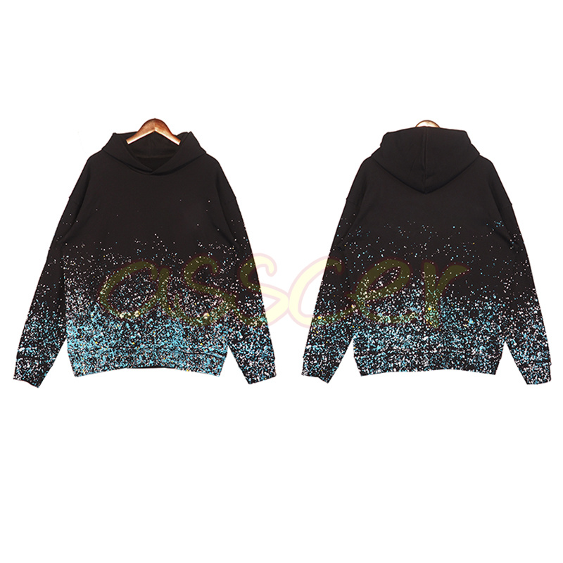 

High Street Mens Autumn Hooded Hoodies Womens Fashion Letter Printing Sweatshirts Men Casual Loose Hoodie Size -XL, Black