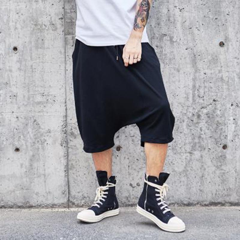 

Men's Pants Summer Casual Men Loose Harem Pant Wide Leg Trousers Male Low Cross High Street Hip Hop Punk Jogger, Black