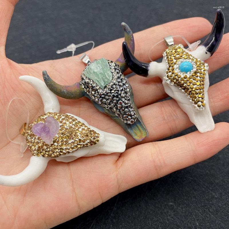 

Charms Fashion Acrylic Bull Pendant 45x46mm Inlaid Crystal Charm Jewelry DIY Men And Women Necklace Earrings Accessories Wholesale