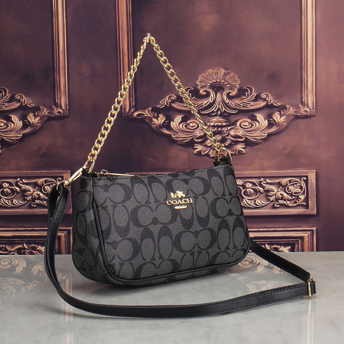 

94 eyebrow trimmer coach retro women leather handbag Envelope shopping crossbody messenger Chain flap bag tote shoulder bag, As pic