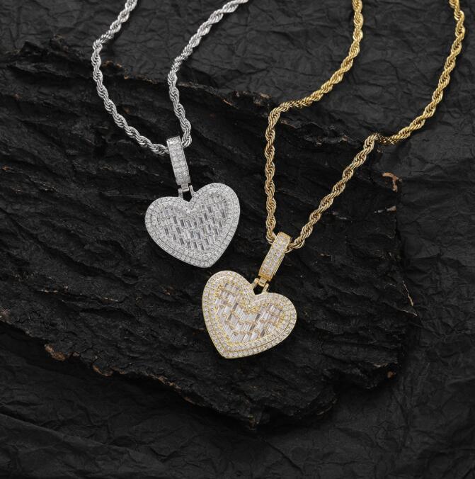 

Hip Hop Necklaces Brass Micro Pave Cubic Zircon Heart Pendants Necklace Jewelry Party Gift