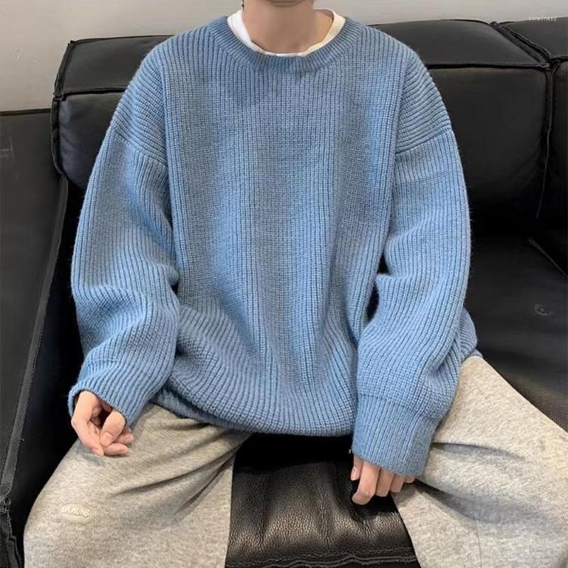 

Men's Sweaters Plus Size Men Sweater Long Sleeves Crew Neck Solid Color Knitwear Autumn Winter Loose Round, Black