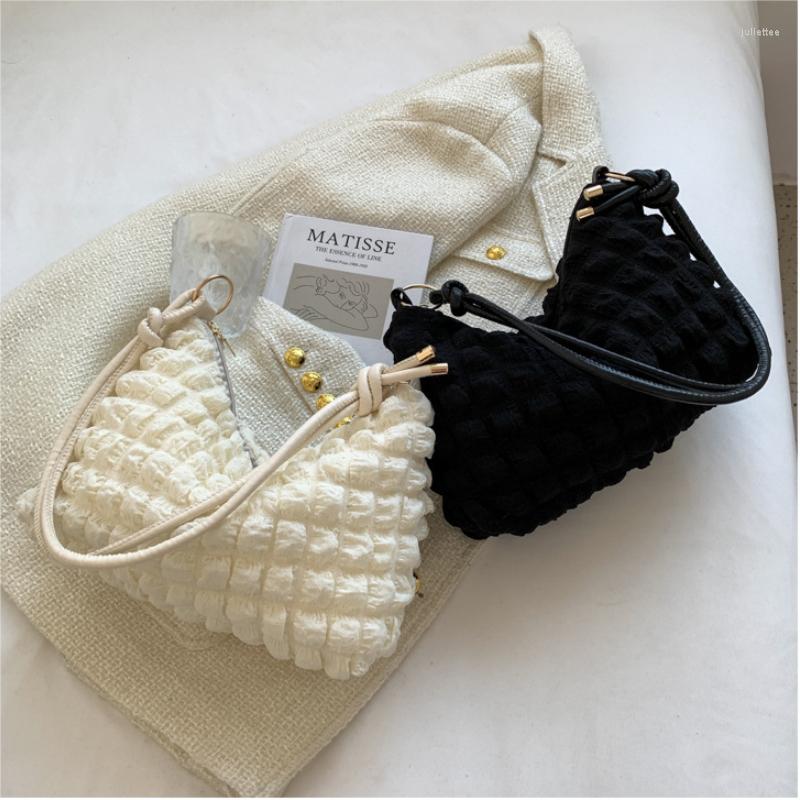 

Evening Bags Lady Handbag 2022 Autumn Winter Single Shoulder Bag Fashion Texture Girl Casual Bubble Soft Fabric
