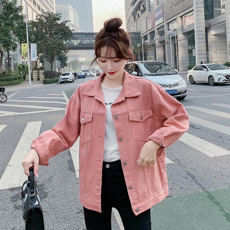 

Women's Jackets Women's Pink Denim Short Jacket Female Spring Autumn 2022 Korean Loose Single-Breasted Student Jeans Coat Ladies