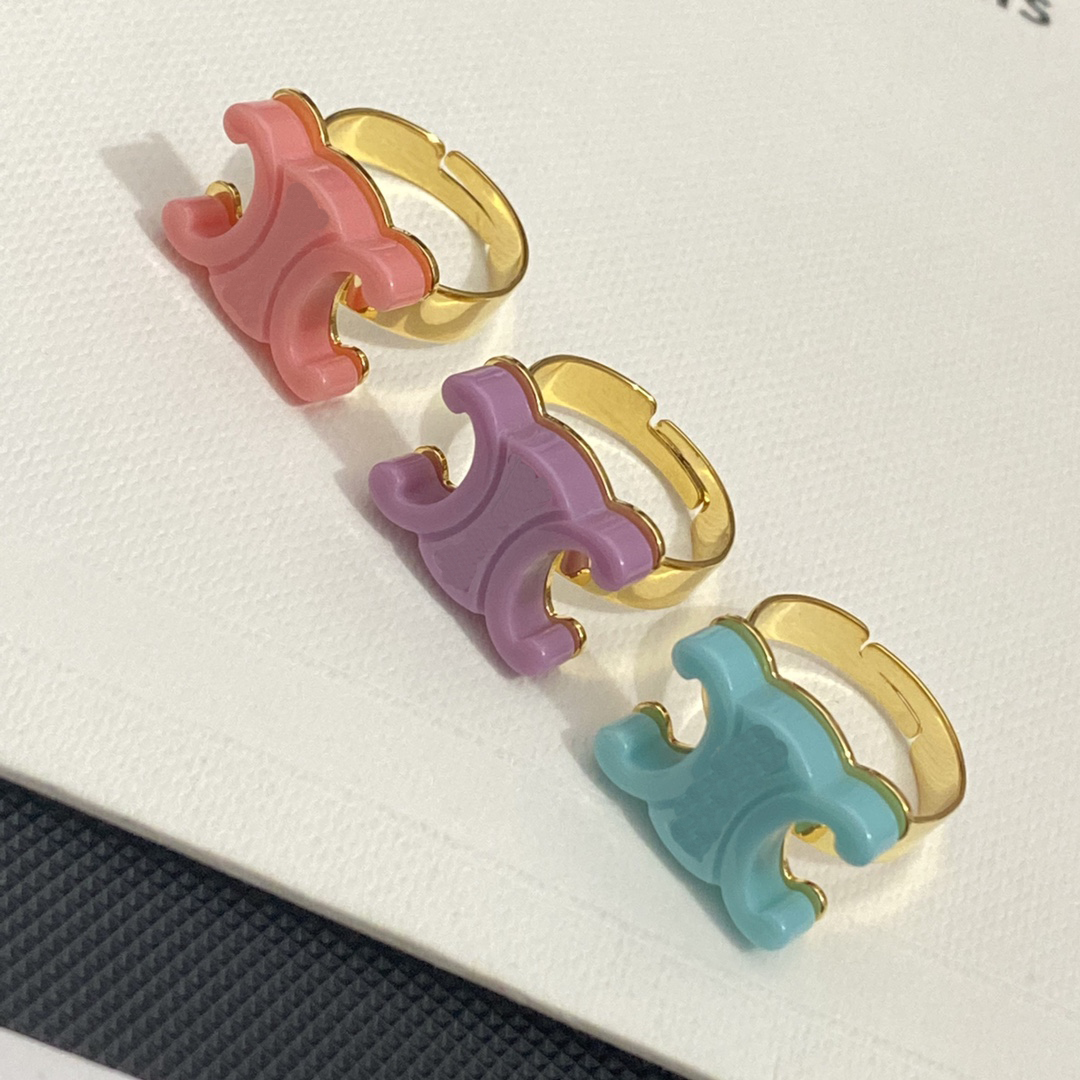 

Fashion Multicolor Rings Cartoon Pink Charm Purple Delicate Fashion Color Matching Young Women Style Ring Selection Luxury Gift Plating Real Gold Never Fade