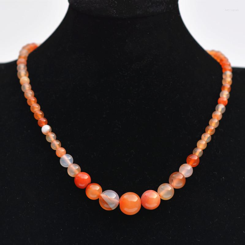 

Choker Drop Natural Chalcedony Necklace Light Red Round Beads Clavicle Chain Gift For Fashion Women's Jades Jewelry