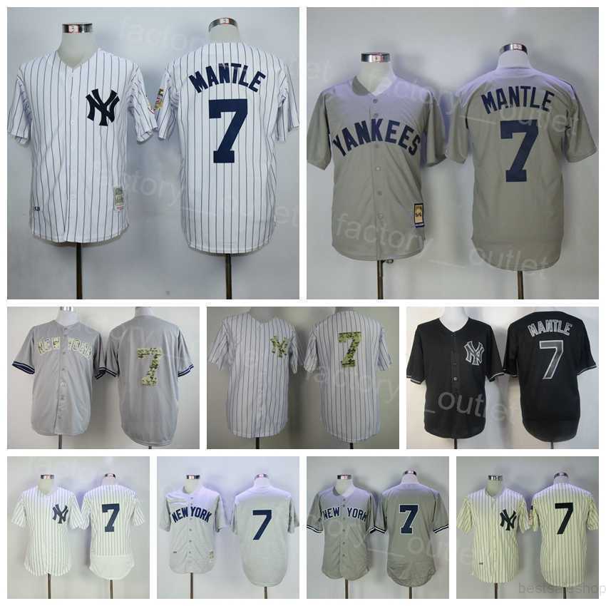 

Men 1929 1951 Throwback Baseball 7 Mantle Vintage Jersey Flexbase Cooperstown Cool Base All Stitched Team Color Navy Blue Black Grey White Pinstripe High Quality