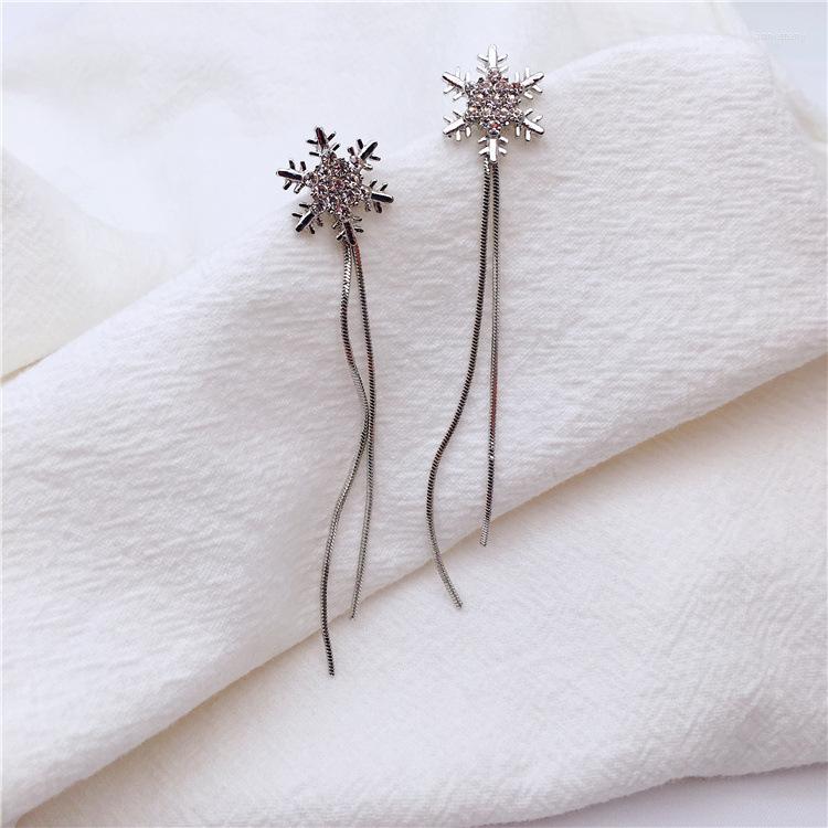 

Backs Earrings Female Temperament Korean Long Tassel Snowflake Round Face Super Fairy Without Pierced Ear Clips