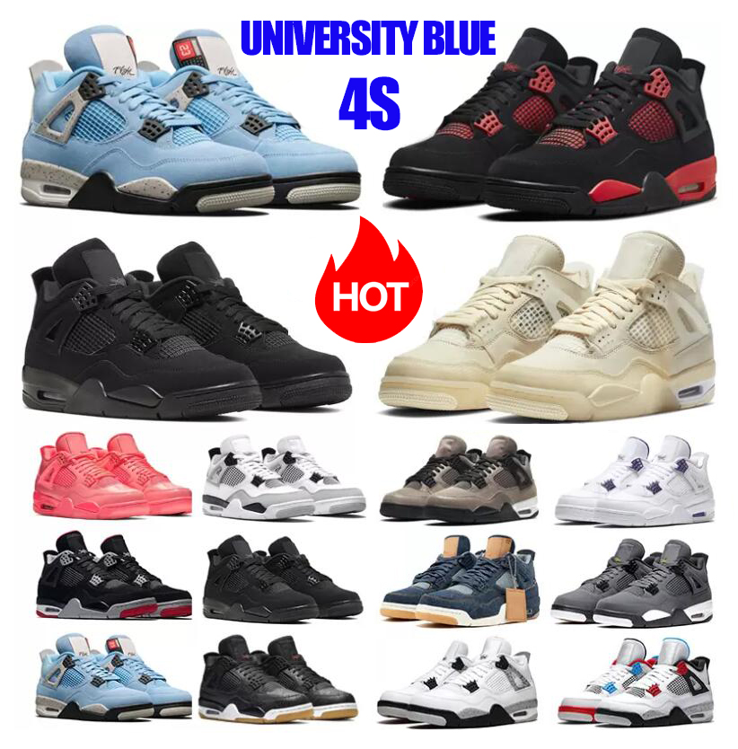 

jumpman 4 4s basketball shoes for men women mens Sneaker Black cat Military wild things University Blue amethst Wave Sail shimme Grey Fog sports Trainers, 36