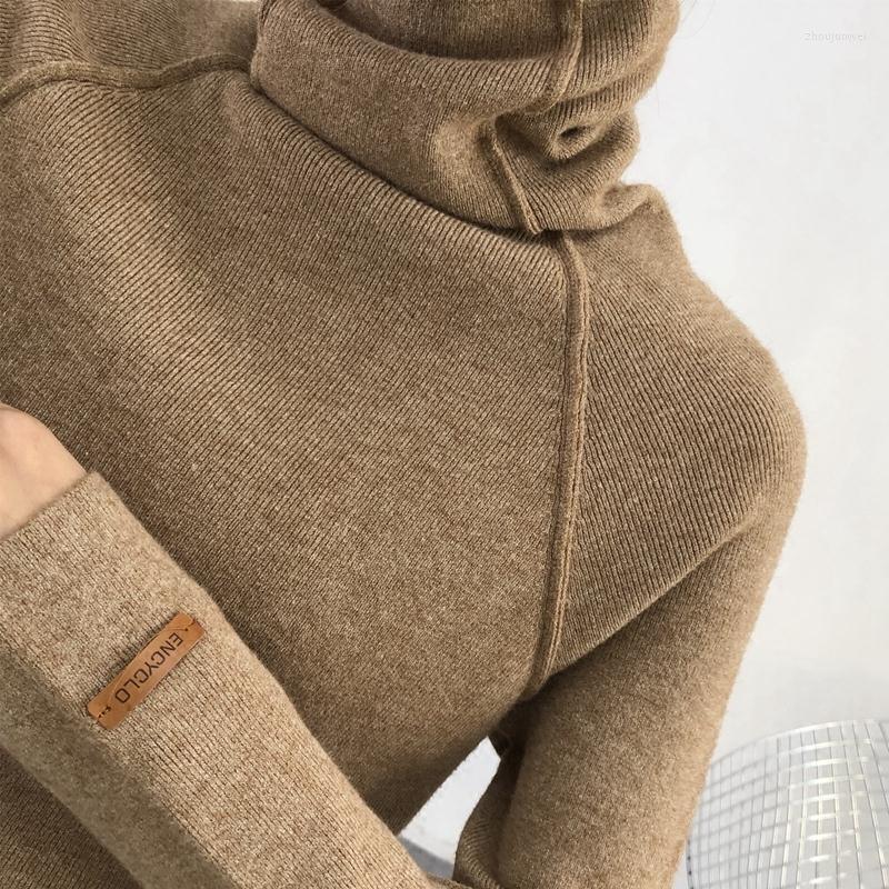 

Women's Sweaters Turtleneck Thin Knitted Women's Sweater Outerwear Long Sleeve Slim Fit Solid Color Pullover Fashion Winter Women 2022, Khaki