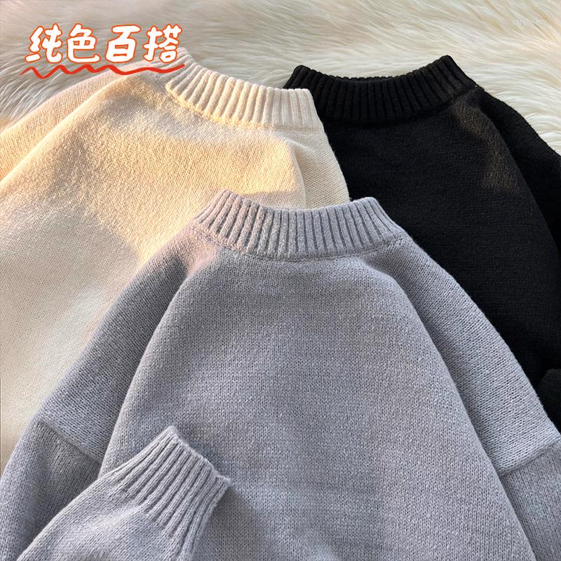 

Men's Sweaters 2022 Autumn Winter Men's Warm Crew Neck Sweater High Quality Fashion Casual Comfortable Pullover Thick Male Brand, Black