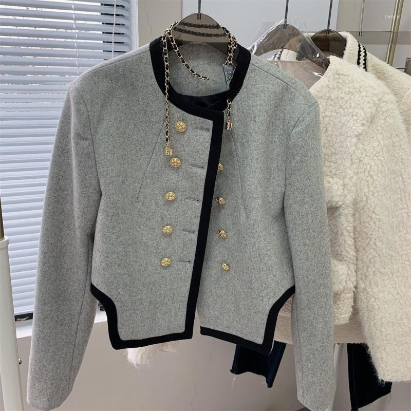 

Women' Jackets Fashion Short Women Jacket 2022 Spring Autumn Outwear Tops Korean Double Breasted O-neck Elegant Coat Long Sleeve, Thicken