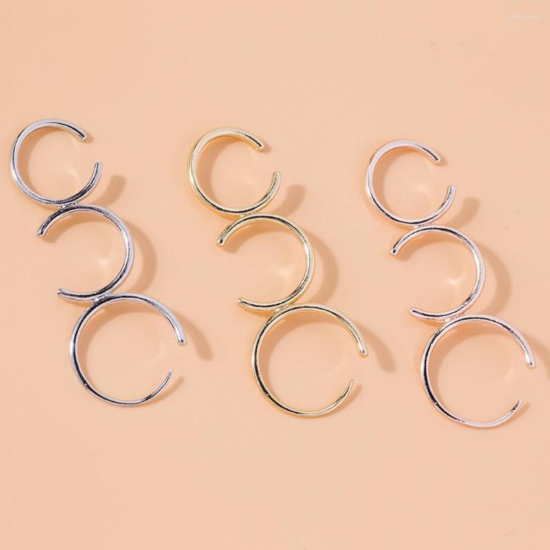 

Hoop Earrings European And American Alloy Color Inlaid Rhinestone Ring Ear Clip Single Earring Trend Bones