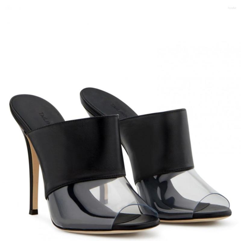 

Sandals Fashion Peep Toe Thin High Heel Women Clear PVC Latest Designer Heeled Summer Transparent Shoes, Black