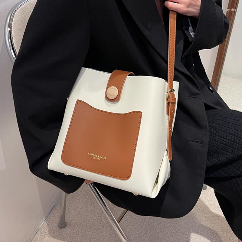

Evening Bags 2022 Designer Bucket Crossbody For Women High Quality Pu Leather Shoulder Bag Female Hit Color Casual Messenger Handbag, Black