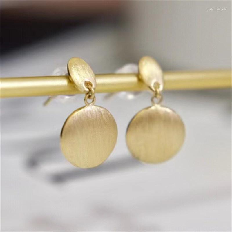 

Dangle Earrings UNICE Solid 18K Yellow Gold AU750 Exquisite Brushing Process Polishing Simple Ins Style Round Drop For Women Gift
