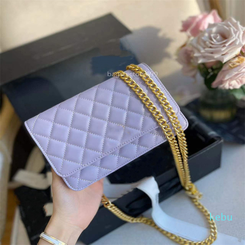 

7A 22K Womens Lambskin WOC Purse Quilted Designer Bags Gold Beads Classic Diamond Check Hardware Chain Multi Pochette Shoulder Cross Body, Box