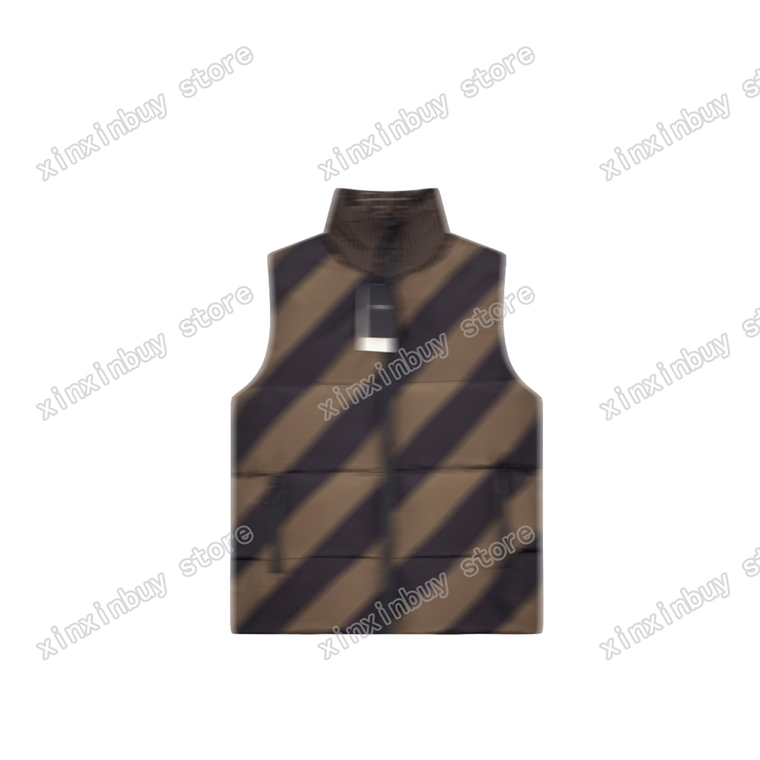 

xinxinbuy Men designer Coat down Jacket vest Double sided roma Jacquard letter fabric zipper pocket long sleeve women white Black brown S-XL, Multi