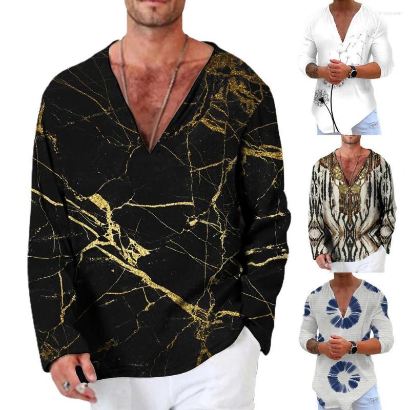 

Men's Casual Shirts Soft Terrific Vintage Summer Top Breathable Men Shirt Colorful Print For Street, Blue