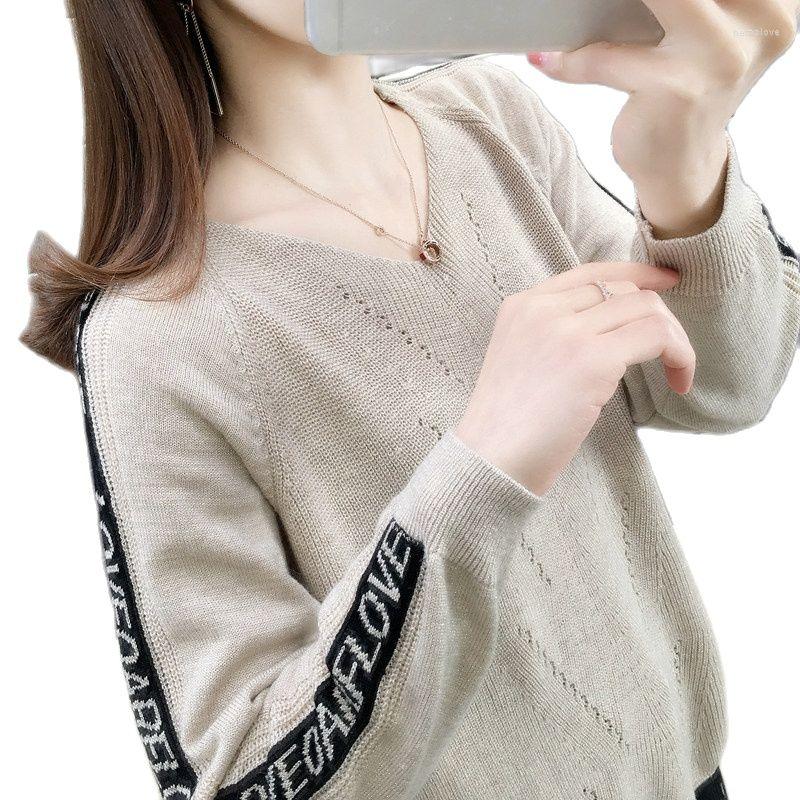 

Women's Knits Big Rat Clothes 2022 Style Fashion Underwear Women's Base V Neck Sweater Thin Tops Versatile, Yellow