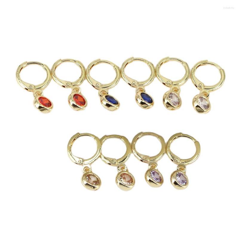 

Hoop Earrings 10 Pairs Small For Women Purple/Blue/Rose Red /Clear Zircon CZ Round