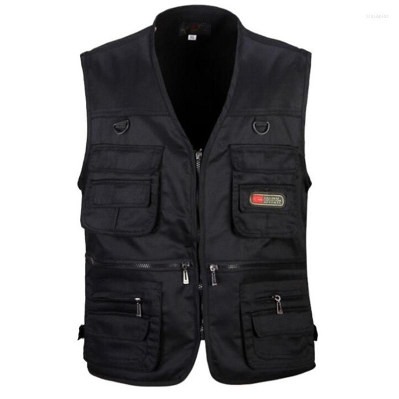 

Men's Vests 2022 Men Vest Army Green And Black Color Waistcoat Multi-pocket Travel Or Work Wear Durable Plus Size Clothing