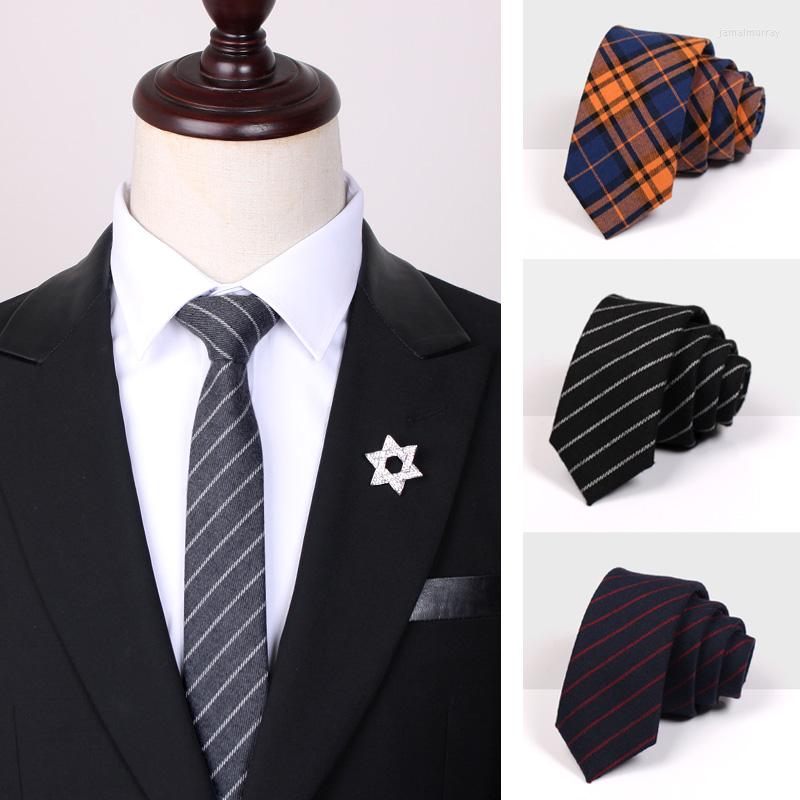 

Bow Ties Men's Fashion High Quality Cotton Striped 6cm Slim Neckties Casual Party Formal Business Meeting Suit Wear Neck Tie For Men